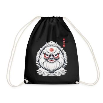 Japanischer Daruma Ästhetik Vintage Design - Turnbeutel - Schwarz - Vorne