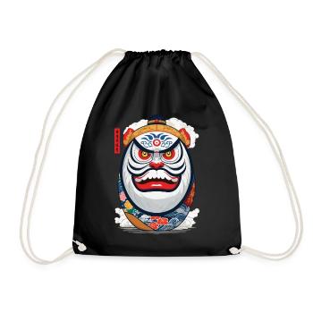 Japanese Daruma Aesthetic Yokai Streetwear - Drawstring Bag - black - Front