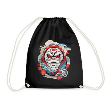 Japanischer Daruma Aesthetic Yokai Vintage - Turnbeutel - Schwarz - Vorne