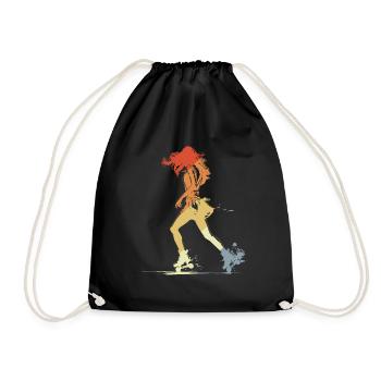Roller Skating Girl Graphic - Drawstring Bag - black - Front