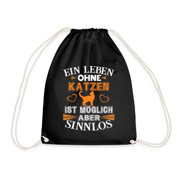 Ein Leben ohne Katzen - Turnbeutel - Schwarz - Vorne