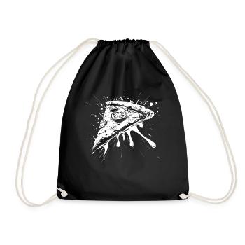 Dessin de morceau de pizza - Sac de sport léger - noir - Devant
