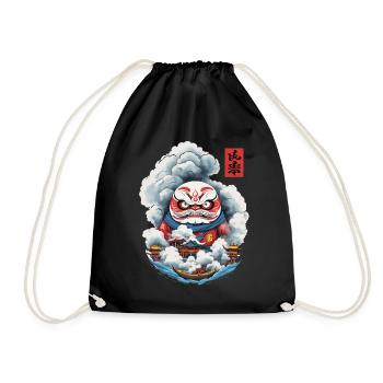 Japanischer Daruma Aesthetic Yokai Design - Turnbeutel - Schwarz - Vorne
