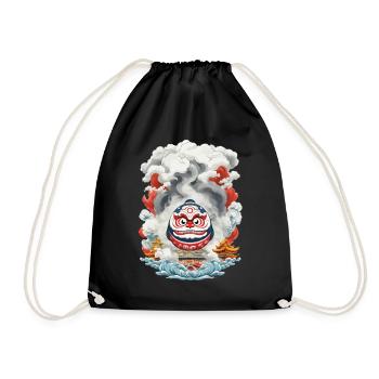 Japanischer Daruma Ästhetik Yokai Vintage - Turnbeutel - Schwarz - Vorne