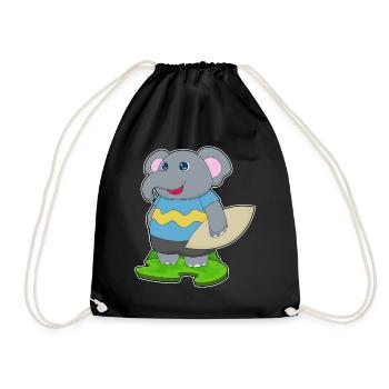 Elephant Surfing Surfboard Summer - Drawstring Bag - black - Front