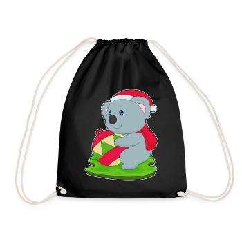 Koala Weihnachten Weihnachtsglocke - Turnbeutel - Schwarz - Vorne