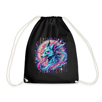 Psychedelische Fuchs Kopf Goa Kunst - Turnbeutel - Schwarz - Vorne
