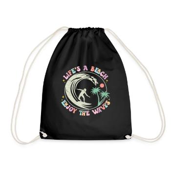 La vie est à la plage - Profitez des vagues - Design rétro - Sac de sport léger - noir - Devant