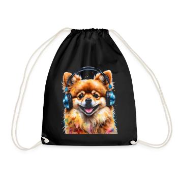 Casque de Poméranie Chien Imprimer - Sac de sport léger - noir - Devant