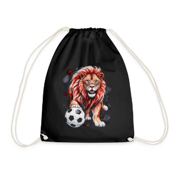 Lion Football Colorful Switzerland Animal Design Print - Drawstring Bag - black - Front