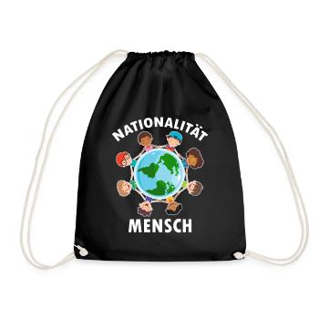against racism, against the right, against Nazis, love - Drawstring Bag - black - Front