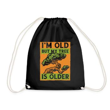 I'm Old But My Tree Is Older Penjing Indoor - Drawstring Bag - black - Front