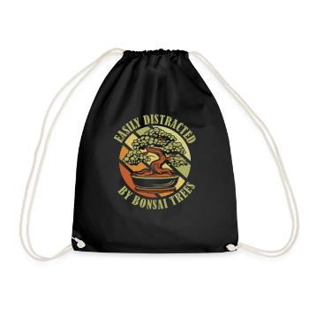 Easily Distracted By Bonsai Trees Bonsai Pots - Drawstring Bag - black - Front