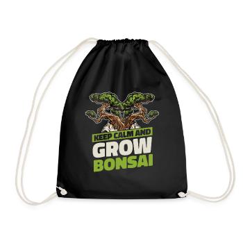 Keep Calm And Grow Bonsai Bonsai Pots Penjing - Drawstring Bag - black - Front