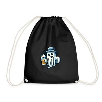 Boozing Ghost Funny Halloween Party Beer - Drawstring Bag - black - Front