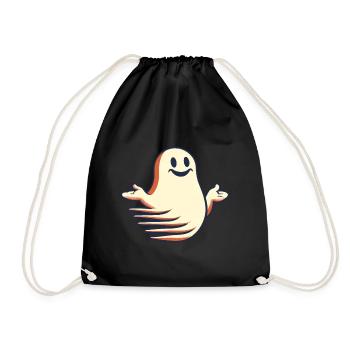 Funny Vintage Ghost Knows Nothing Halloween - Drawstring Bag - black - Front