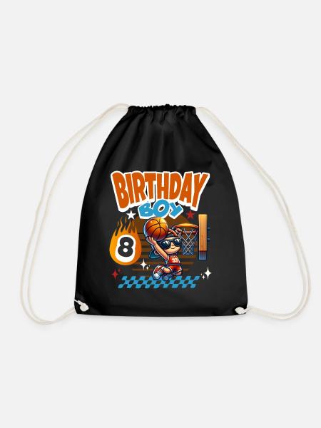 Basketball 8. Geburtstag Kindergeburtstag - Turnbeutel - Schwarz
