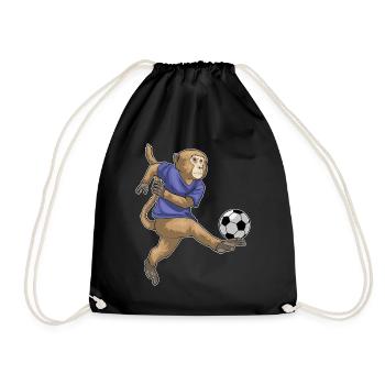 Affe Fußballspieler Fußball - Turnbeutel - Schwarz - Vorne