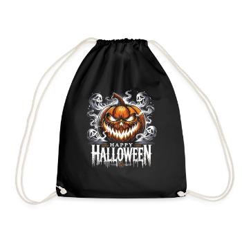 Spooky Burning Pumpkin - Happy Halloween - Drawstring Bag - black - Front