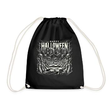 Spooky Chess Set Halloween Shirt - Drawstring Bag - black - Front