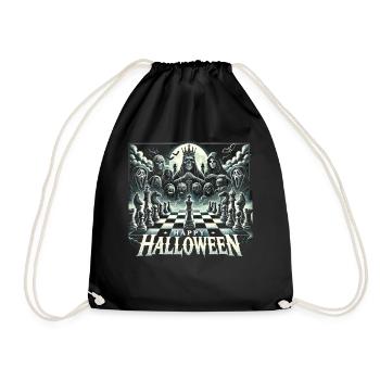 Halloween Chess Fan T-Shirt - Drawstring Bag - black - Front
