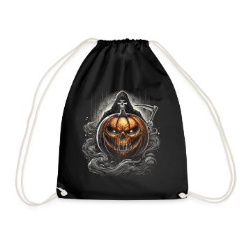 Halloween Pumpkin and Death - Drawstring Bag - black - Front