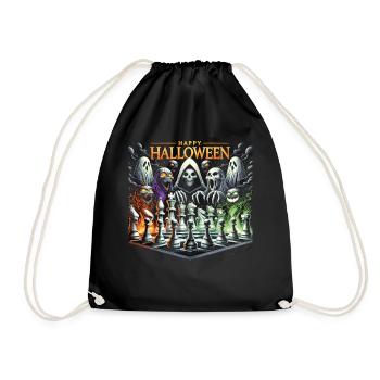 Scary Chess Halloween T-Shirt - Drawstring Bag - black - Front