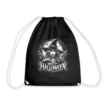 Schöne Hexe mit Happy Halloween - Turnbeutel - Schwarz - Vorne