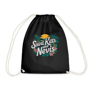 Saint Kitts And Nevis Souvenir Tropical Paradise - Drawstring Bag - black - Front