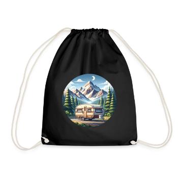 Camping Camper Caravan - Drawstring Bag - black - Front