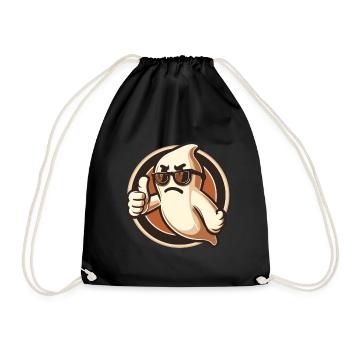 Cool Ghost Gives Proper Respect Halloween Party - Drawstring Bag - black - Front
