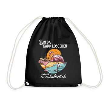 Funny Flamingo 'I'm Here You Can Go' Design - Drawstring Bag - black - Front