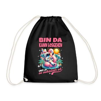 Drôle de flamant rose 'Je suis là peut aller' - Sac de sport léger - noir - Devant