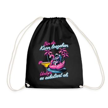 Women Funny 'I'm Here You Can Go' Flamingo - Drawstring Bag - black - Front