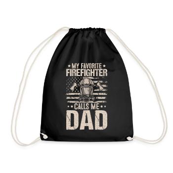 My Favorite Firefighter Calls Me Dad Funny - Drawstring Bag - black - Front