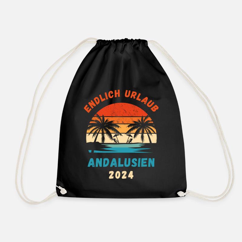 Andalusien 2024 Spanien Urlaub Idee - Turnbeutel - Schwarz