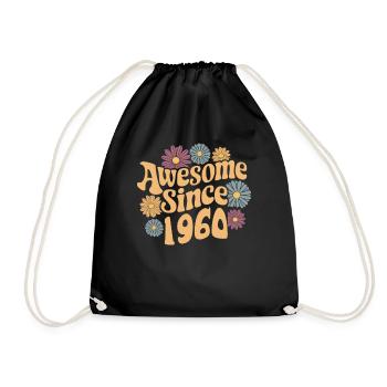 Génial depuis 1960 Anniversaire floral rétro - Sac de sport léger - noir - Devant