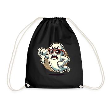 Cool Ghost gives thumbs down Halloween ghost - Drawstring Bag - black - Front