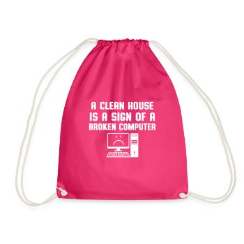Sauberes Haus Kaputter Computer Informatiker Humor - Turnbeutel - Fuchsia - Vorne