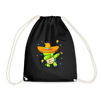 Mexican Dabbing Turtle Cinco de Mayo - Drawstring Bag - black - Front
