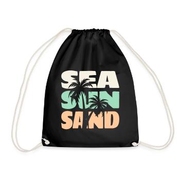 Mer Soleil Sable Plage Palmiers Ambiance d’été T-shirt - Sac de sport léger - noir - Devant