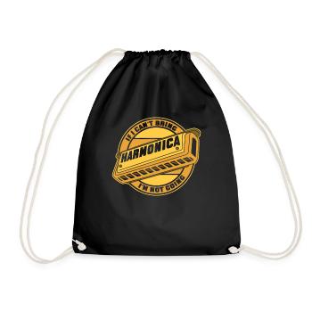 If I Can't Bring Harmonica I'm Not Going - Drawstring Bag - black - Front
