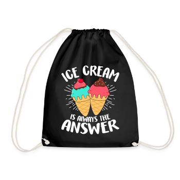 Ice Cream Is Always The Answer Funny Ice Lolly - Drawstring Bag - black - Front