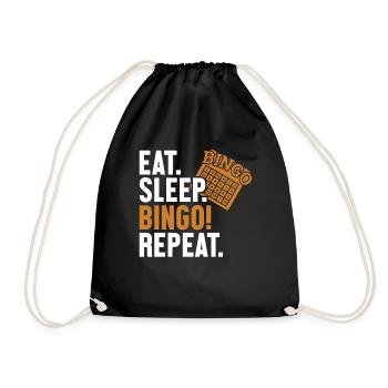 Eat Sleep Bingo Repeat Caller Daubers - Drawstring Bag - black - Front