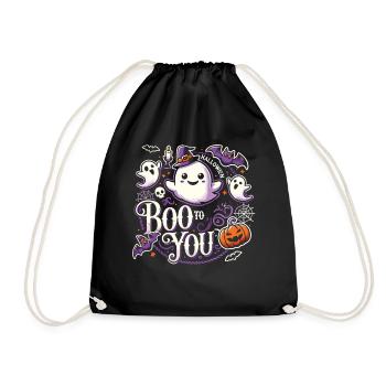 Cheerful spirit with saying "Boo to You" - Drawstring Bag - black - Front