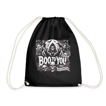 Spooky ghost with "Boo to You" for Halloween - Drawstring Bag - black - Front