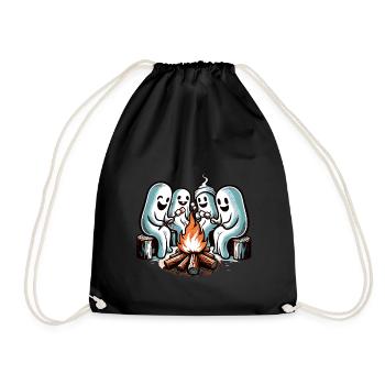 Funny Halloween ghosts at the campfire - Drawstring Bag - black - Front