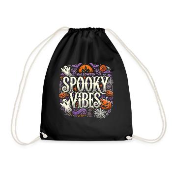 Halloween T-Shirt "Spooky Vibes" - Colorful - Drawstring Bag - black - Front