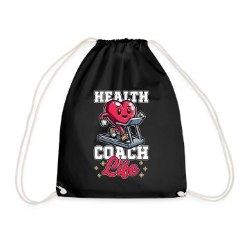 Health Coach Life Fitness Trainer Workout Lover - Drawstring Bag - black - Front