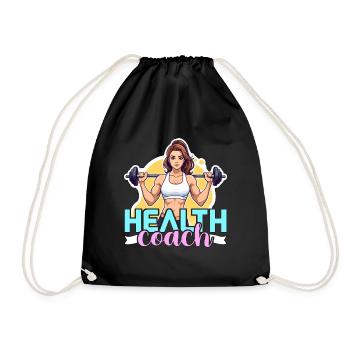 Health Coach Fitness Trainer Gym Teacher Workout - Drawstring Bag - black - Front